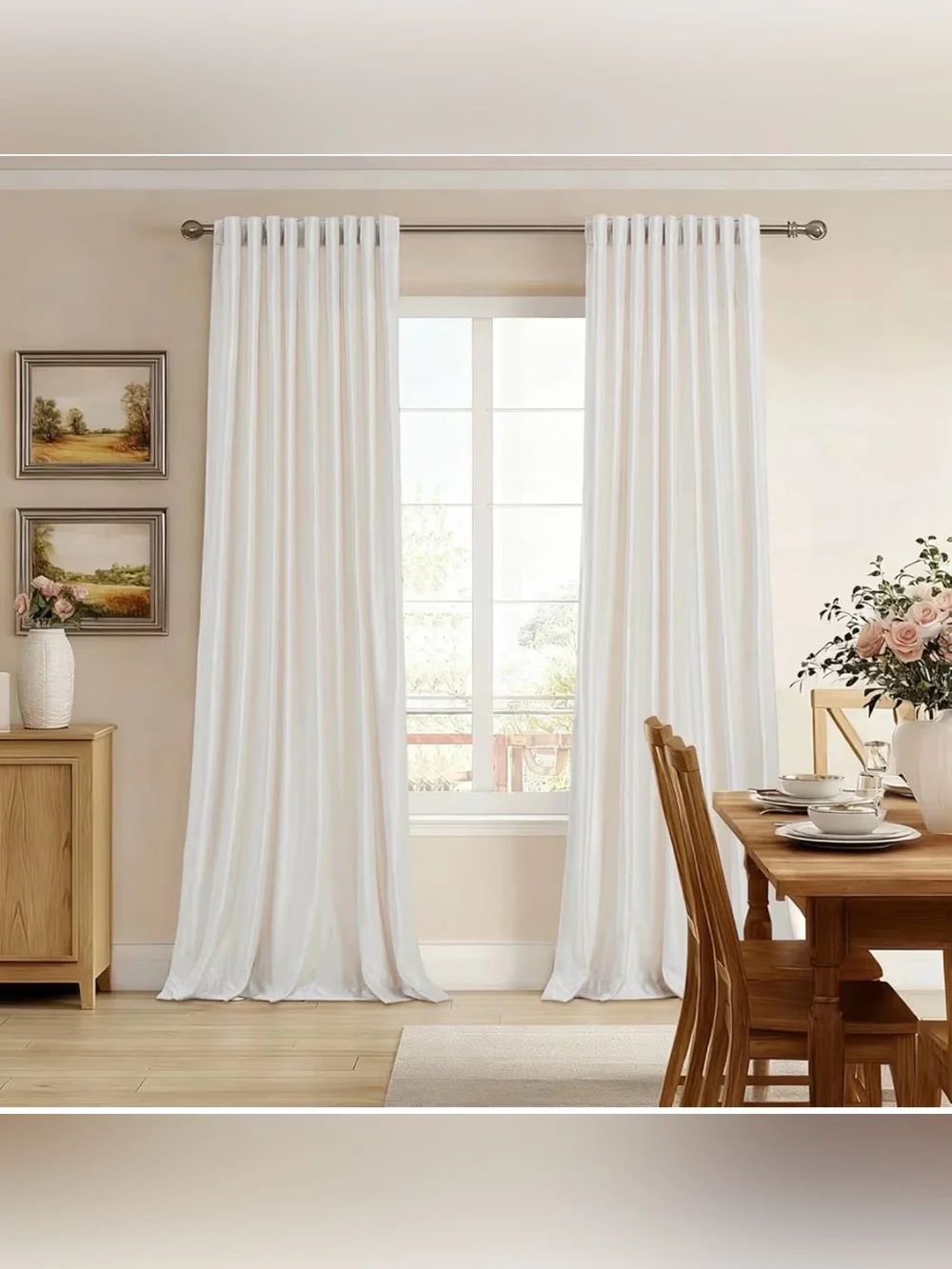 Cream Ivory Velvet blackout curtain drapes W52” x L102” 2 panels